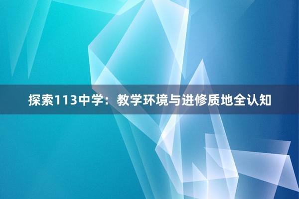 探索113中学：教学环境与进修质地全认知